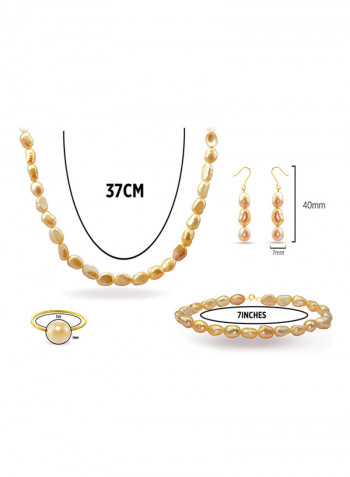 4-Piece 18 Karat Gold Pearl Jewellery Set