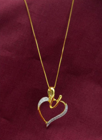 18 Karat Gold Diamond Studded Heart Pendant Necklace