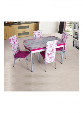 Rose 4 Seater Extendable Dining Set Pink/White 127x80x78cm