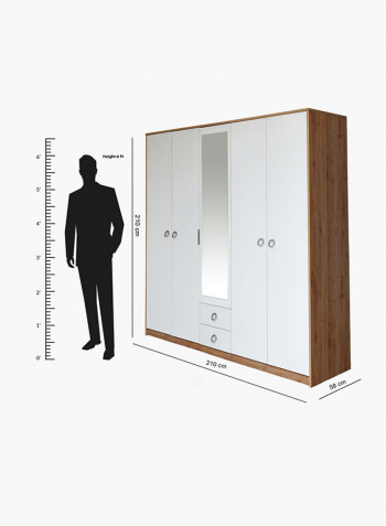 Cardiz Door Wardrobe With Drawer And Mirror Brown/White