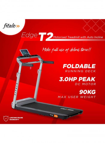 Edge T2 Motorised Treadmill With Auto Incline 90kg