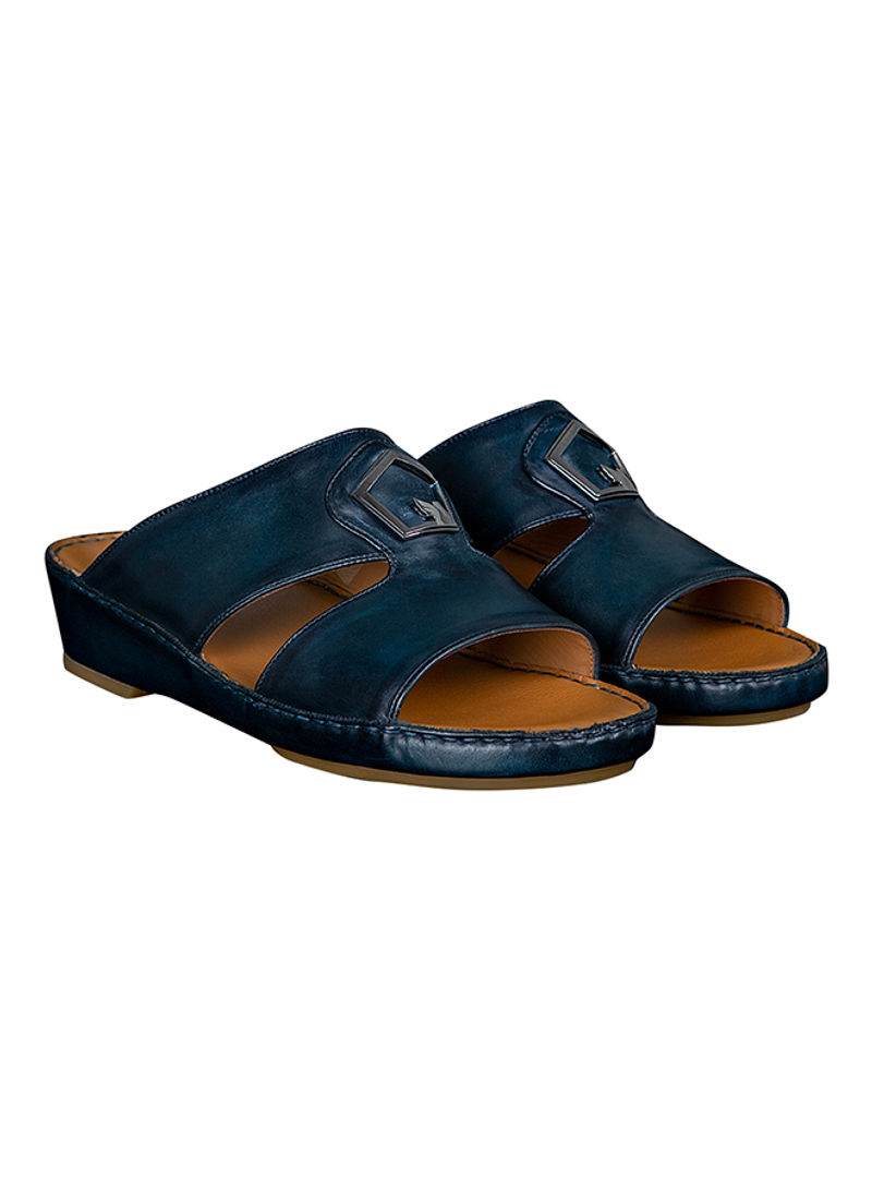 Solid Open Front Arabic Sandals Blue