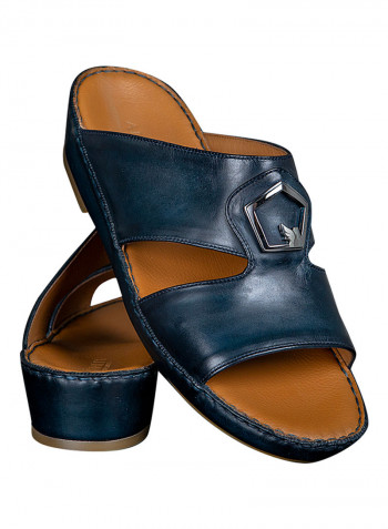 Solid Open Front Arabic Sandals Blue