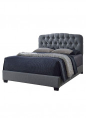Button-Tufted Bed Without Mattress Grey 180 x 200centimeter