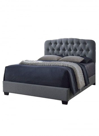 Button-Tufted Bed Without Mattress Grey 180 x 200centimeter