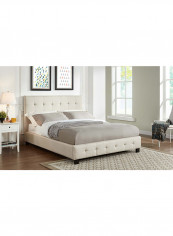 Alexis Blind Tufted Bed With Mattress Cream/White Queen