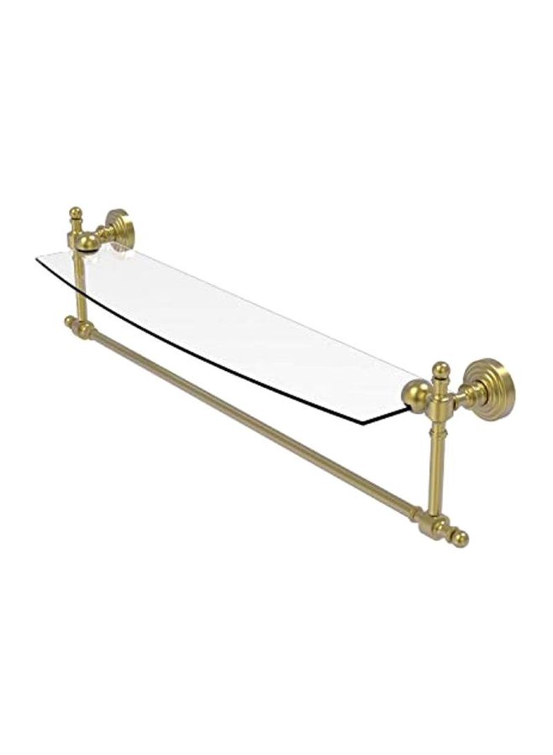 Retro Wave Collection Vanity Integrated Towel Bar Glass Shelf Gold/Clear 24inch