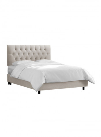 Velvet Tufted Bed Without Mattress Light Grey Super King