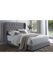 DG Casa Exeter Wingback Bed With Mattress Grey Queen