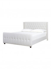 David Tufted Wingback Bed With Mattress White Queen