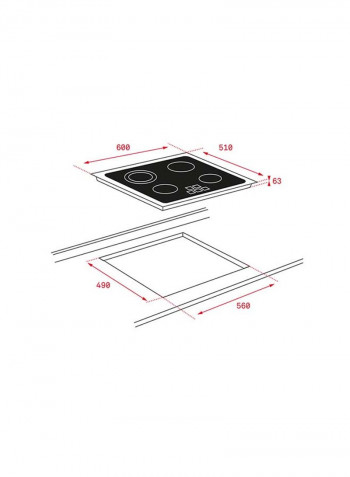 Tr 6415 60Cm Vitroceramic Hob With 4 Zones And Touch Control 40239043 Black