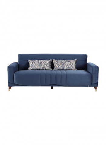 3-Seater Sofa Bed With Cushion And Storage Blue/Brown/Gold
