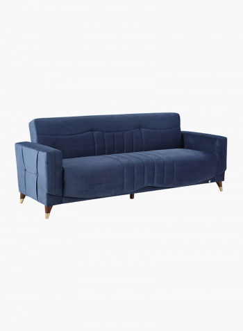 3-Seater Sofa Bed With Cushion And Storage Blue/Brown/Gold