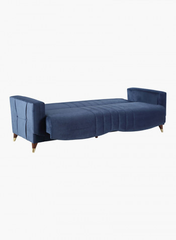 3-Seater Sofa Bed With Cushion And Storage Blue/Brown/Gold