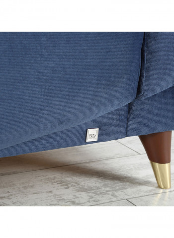 3-Seater Sofa Bed With Cushion And Storage Blue/Brown/Gold