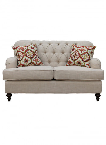 Dorothy 2-Seater Sofa With 2-Pillows Beige 97x155cm