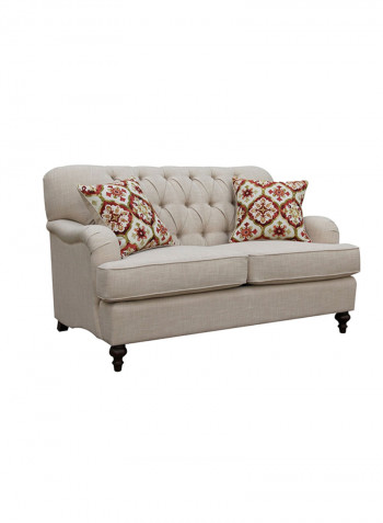 Dorothy 2-Seater Sofa With 2-Pillows Beige 97x155cm