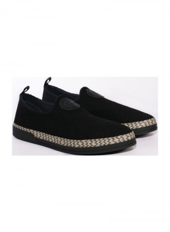 Fabric Slip-on Espadrille Black/Beige