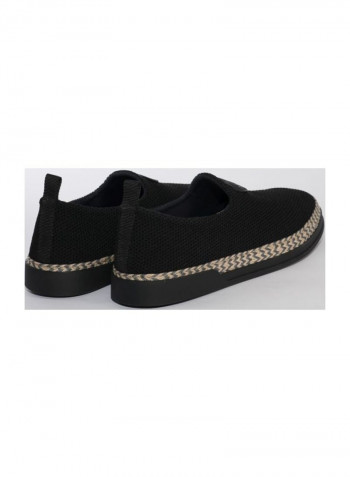 Fabric Slip-on Espadrille Black/Beige