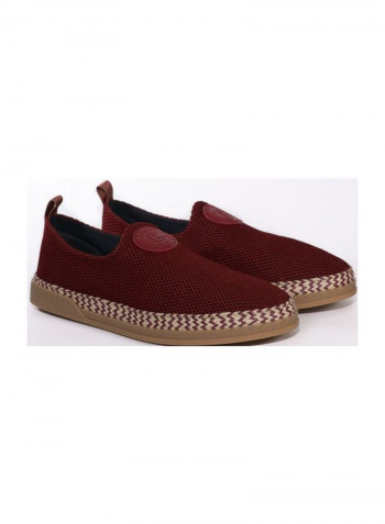 Fabric Slip-on Espadrille Brick Red/Beige