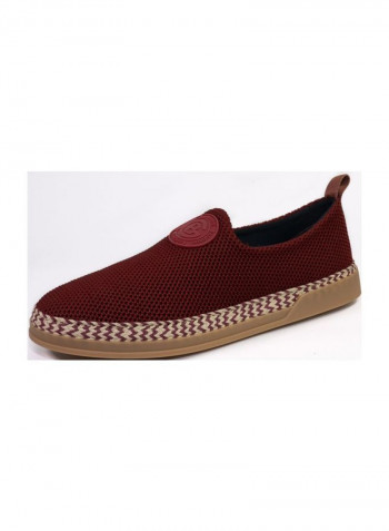 Fabric Slip-on Espadrille Brick Red/Beige