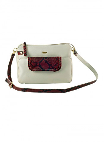 Melange Leather Shoulder Bag White/Red