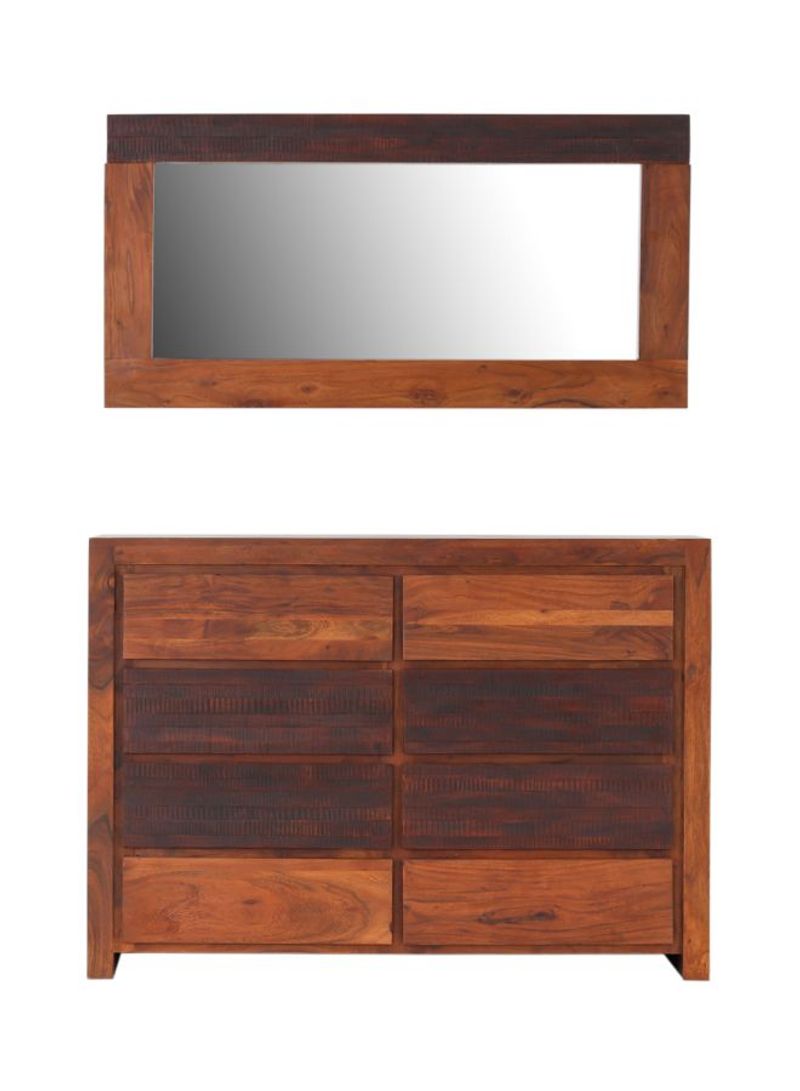Giza Dresser With Mirror Brown/Clear 120x145x40centimeter