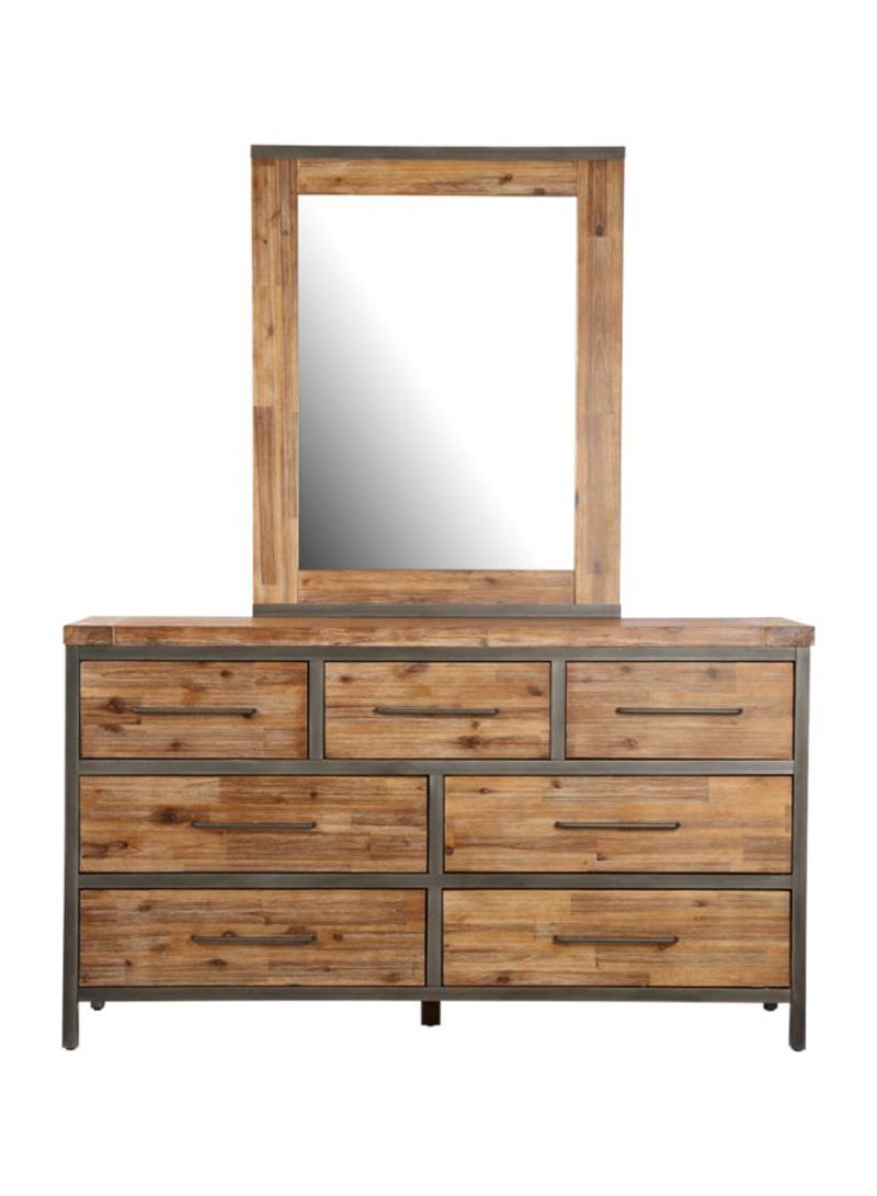 Napier 7-Drawer Dresser With Mirror Brown 155x192x49centimeter