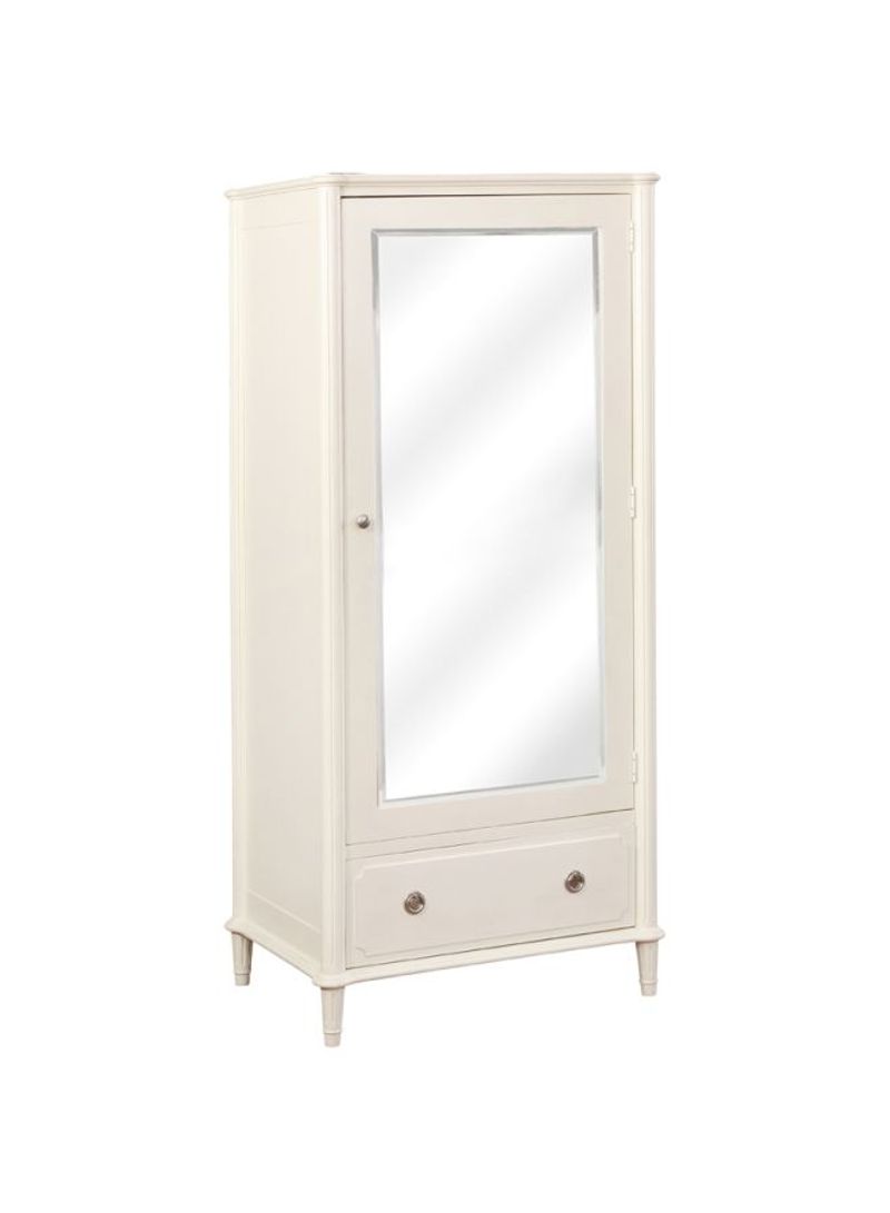 Wooden Single Door Armoire With Drawer White