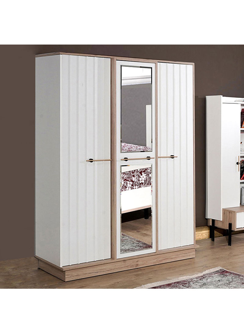 Portland 3-Door Wardrobe With Mirror White 134x193x60cm