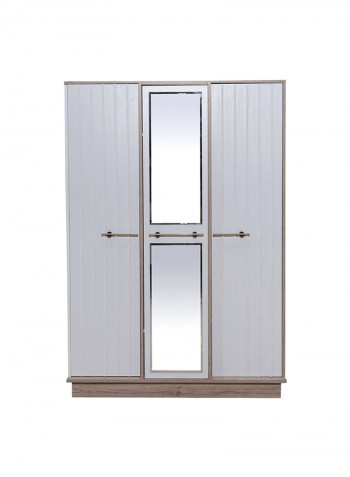 Portland 3-Door Wardrobe With Mirror White 134x193x60cm