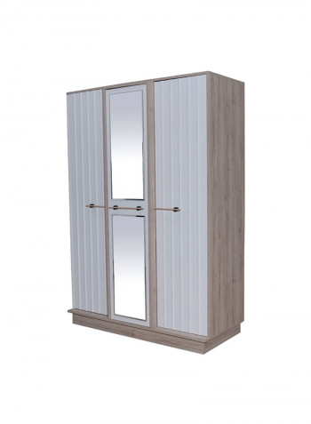 Portland 3-Door Wardrobe With Mirror White 134x193x60cm