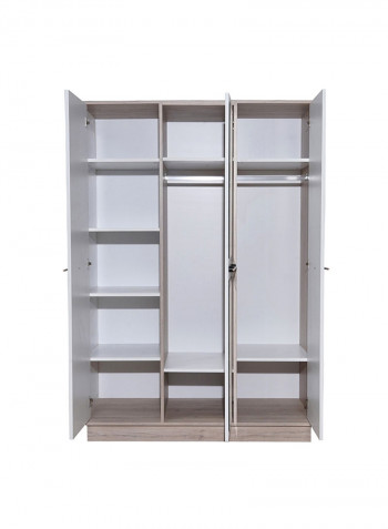 Portland 3-Door Wardrobe With Mirror White 134x193x60cm