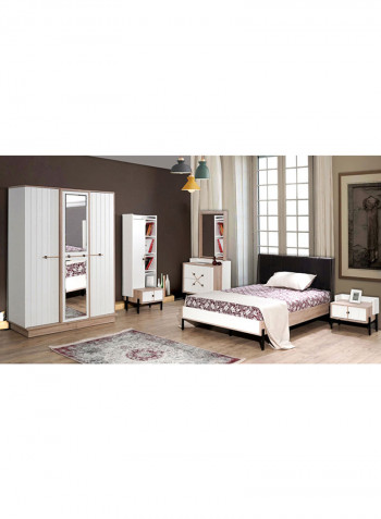 Portland 3-Door Wardrobe With Mirror White 134x193x60cm