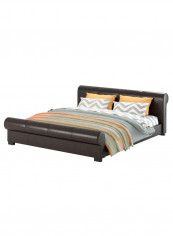 Scrolled Platform Bed With Mattress Espresso 160 x 200centimeter