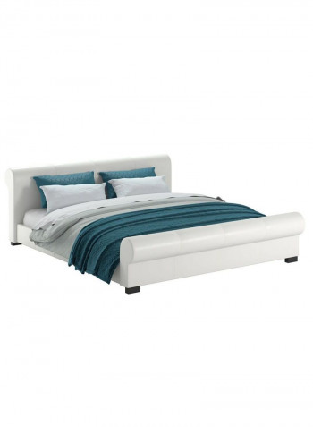 Scrolled Platform Bed Without Mattress White 200 x 200centimeter