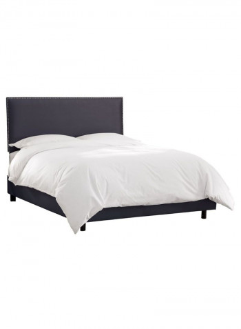 Burling Nail Button Border Bed With Mattress Blue 160 x 200centimeter