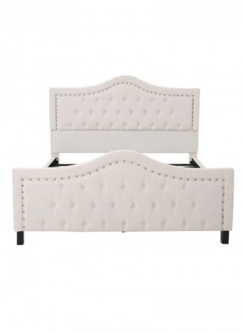 Livi Upholstered Bed Frame And Headboard Set Without Mattress Ivory 160 x 200centimeter