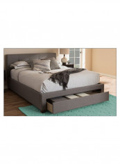 Platform Storage Bed Without Mattress Charcoal Grey 200 x 200centimeter