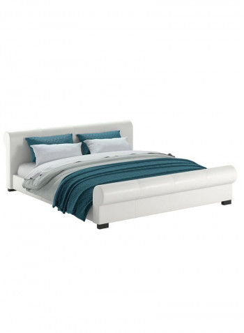 Scrolled Platform Bed With Mattress White 160 x 200centimeter