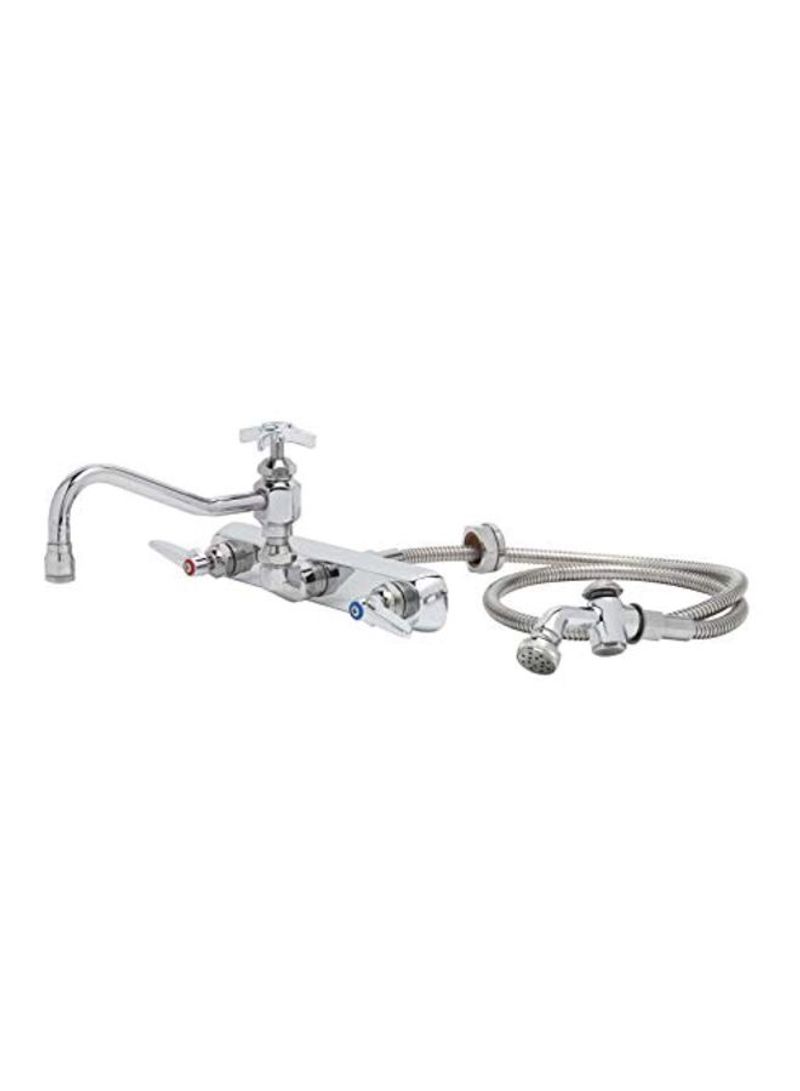 Steel Wall Mounted Faucet Silver 14x6x23inch