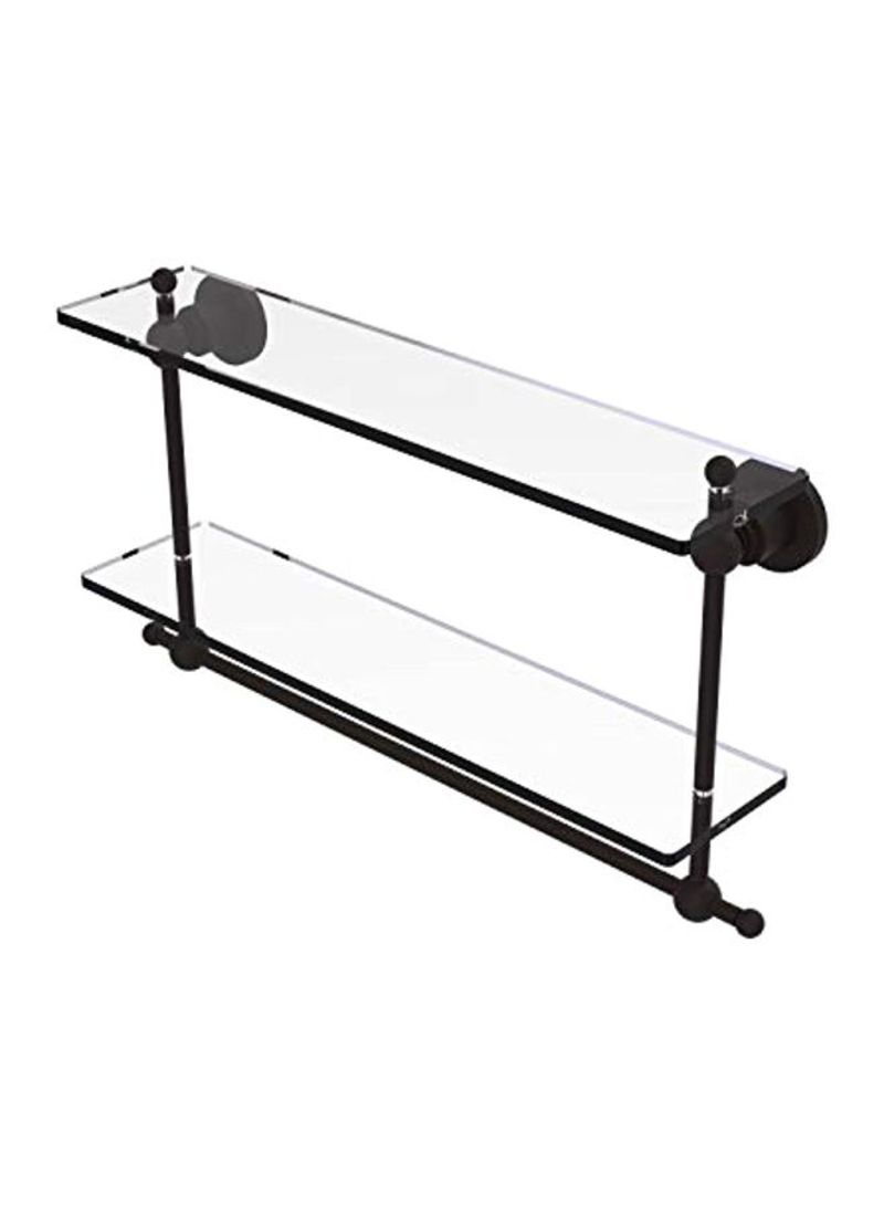 Astor Place Collection Two Tiered Integrated Towel Bar Glass Shelf Clear/Black 22inch