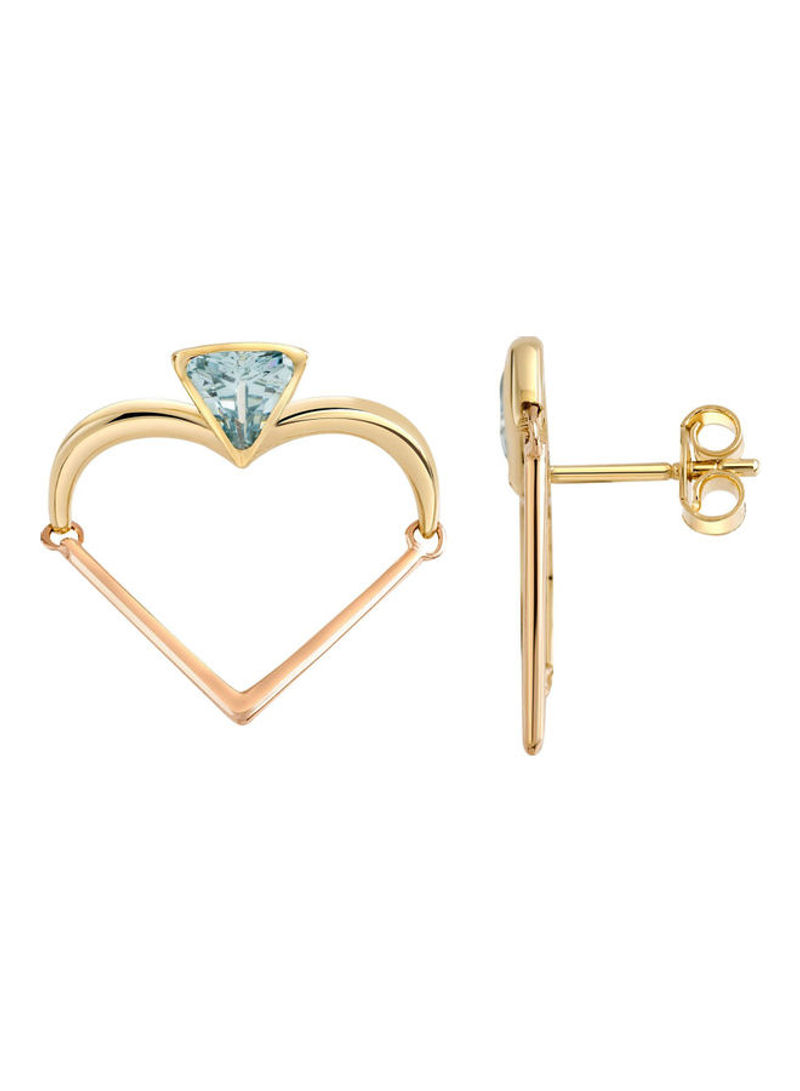 18K Blue Quartz Gold XRachel Collection Heart Stud Earrings