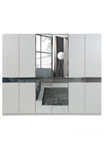 6 Door Porto Wardrobe Silver 257.4x60x214cm