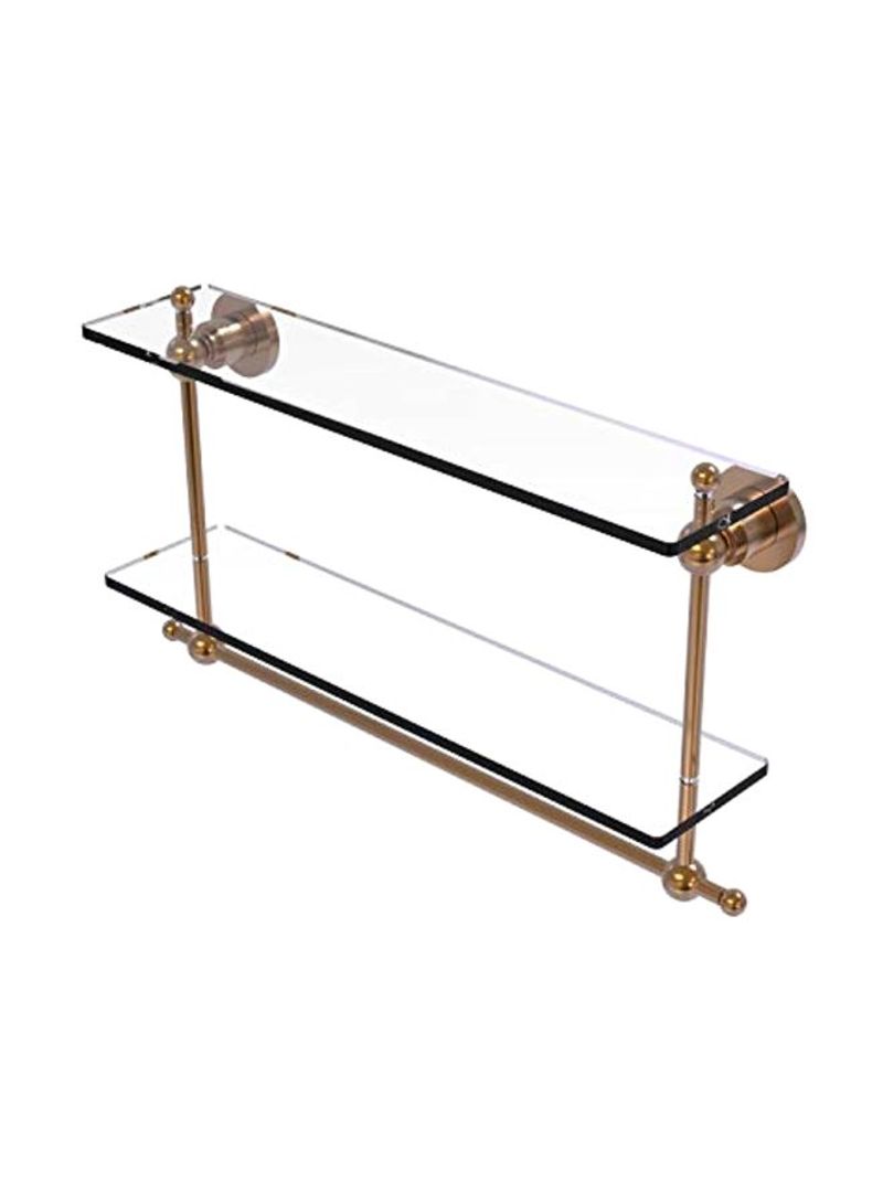 Astor Place Collection Two Tiered Integrated Towel Bar Glass Shelf Gold 22inch