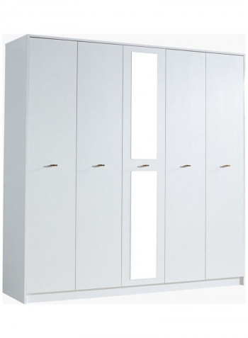 Harley 5-Door Wardrobe With Mirror White 210x55x210cm