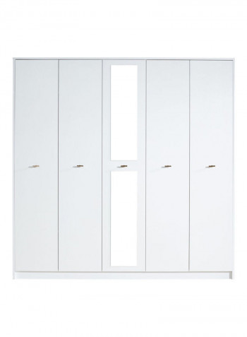 Harley 5-Door Wardrobe With Mirror White 210x55x210cm