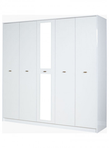Harley 5-Door Wardrobe With Mirror White 210x55x210cm