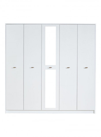 Harley 5-Door Wardrobe With Mirror White 210x55x210cm