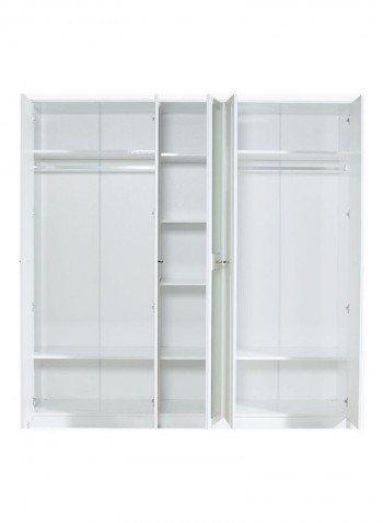 Harley 5-Door Wardrobe With Mirror White 210x55x210cm
